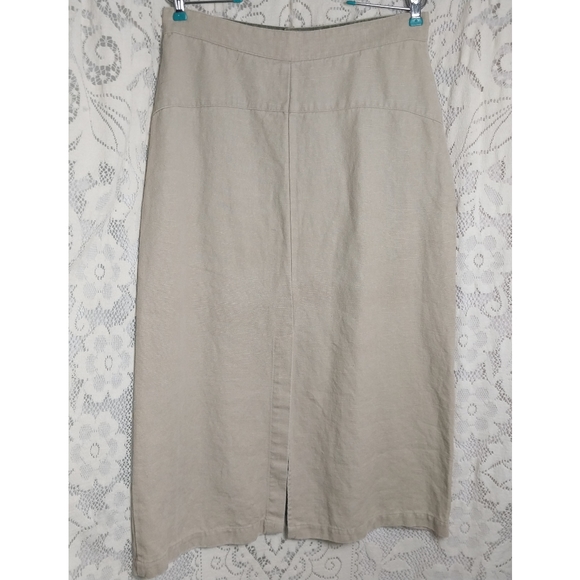 Hemp Cargo Midi Skirt Natural Beige Shell Button Slubbed Fabric M Of the Earth - Picture 2 of 9